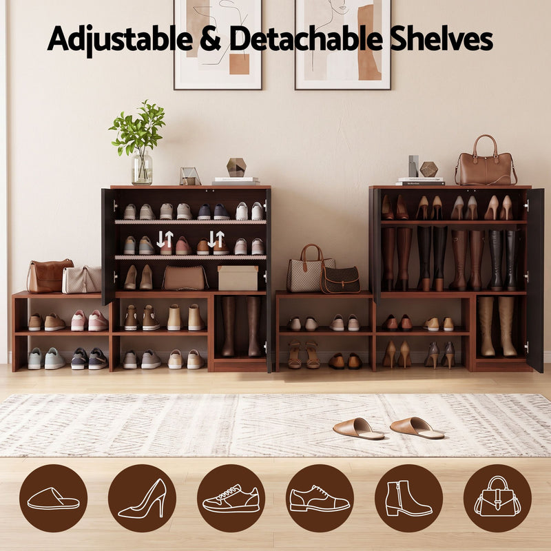 Walden 2-in-1 Shoe Cabinet & Bench – Walnut & Black
