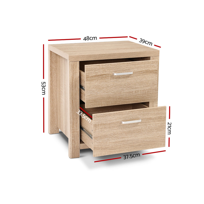 Milan 2 Drawers Bedside Table