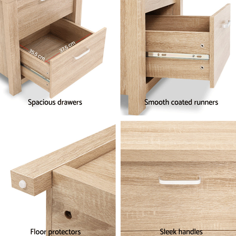 Milan 2 Drawers Bedside Table