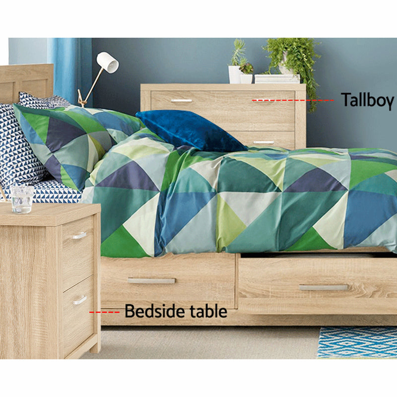 Milan 2 Drawers Bedside Table