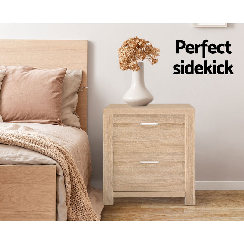 Milan 2 Drawers Bedside Table