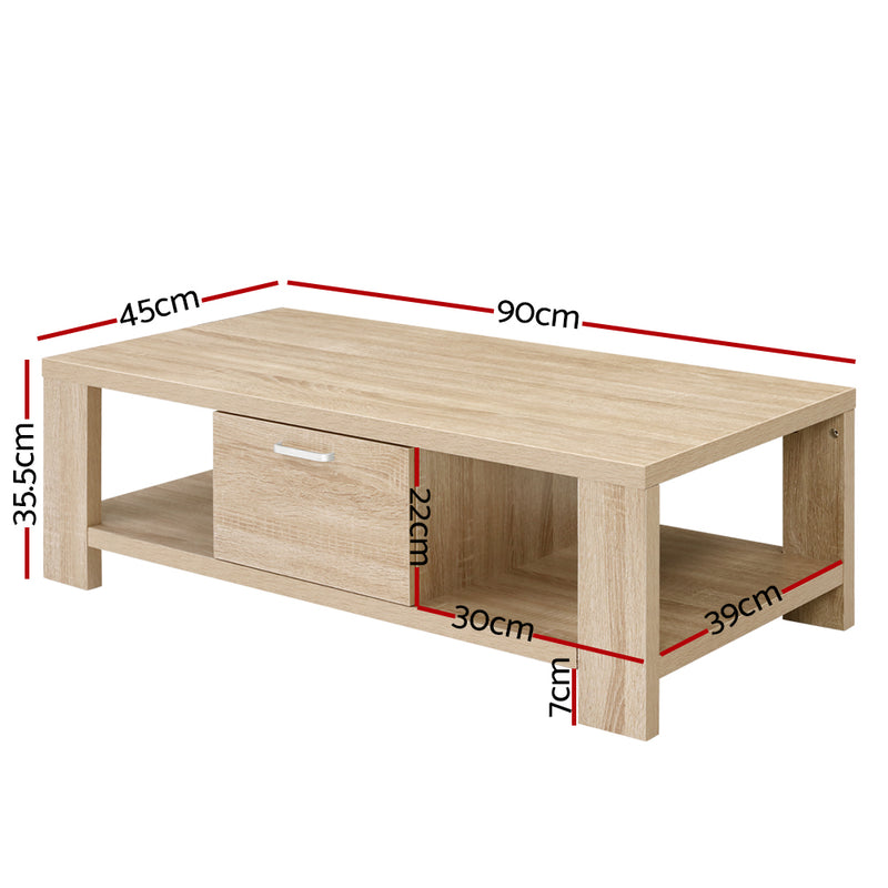 Diva 1 Drawer Oak Coffee Table