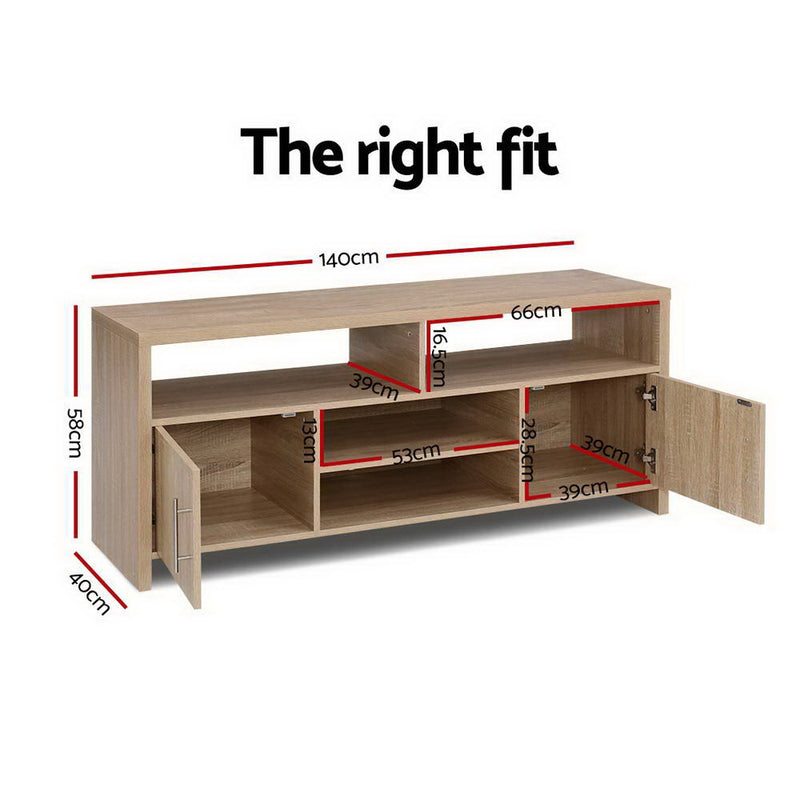Diva Oak Entertainment Unit with Storage – 140cm