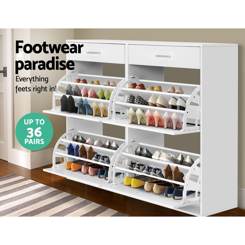 Diva Shoe Cabinet 36 Pairs Adjustable Shelves - White
