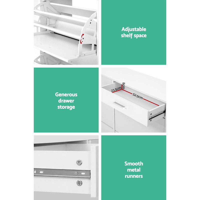 Diva Shoe Cabinet 36 Pairs Adjustable Shelves - White