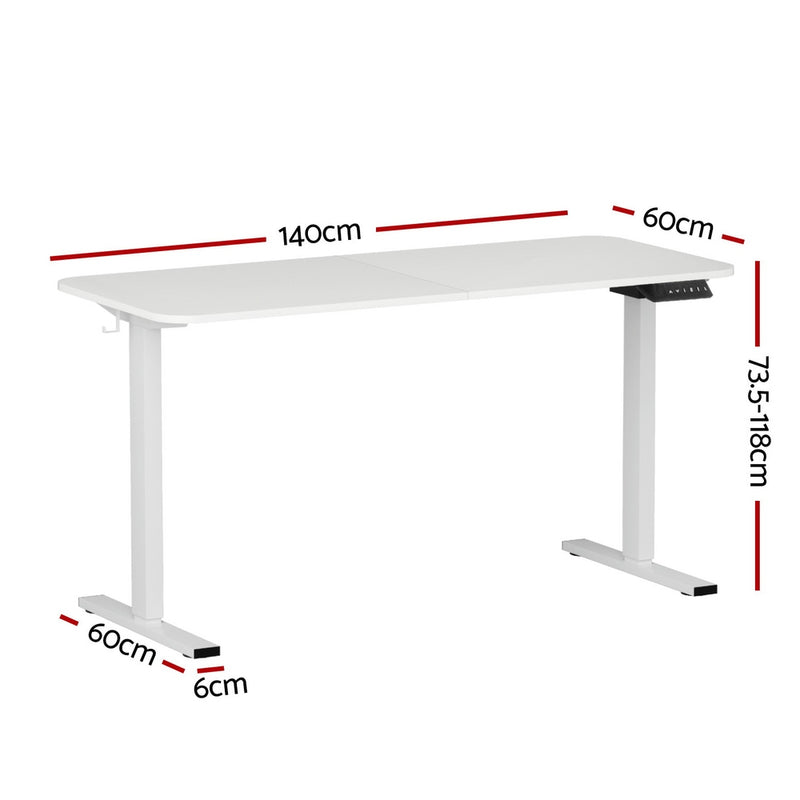 Diva Electric Height Adjustable Standing Desk White 140CM
