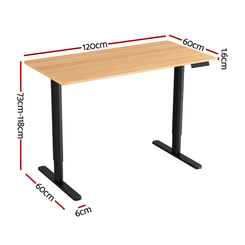 Diva Electric Height Adjustable Standing Desk Oak 120CM