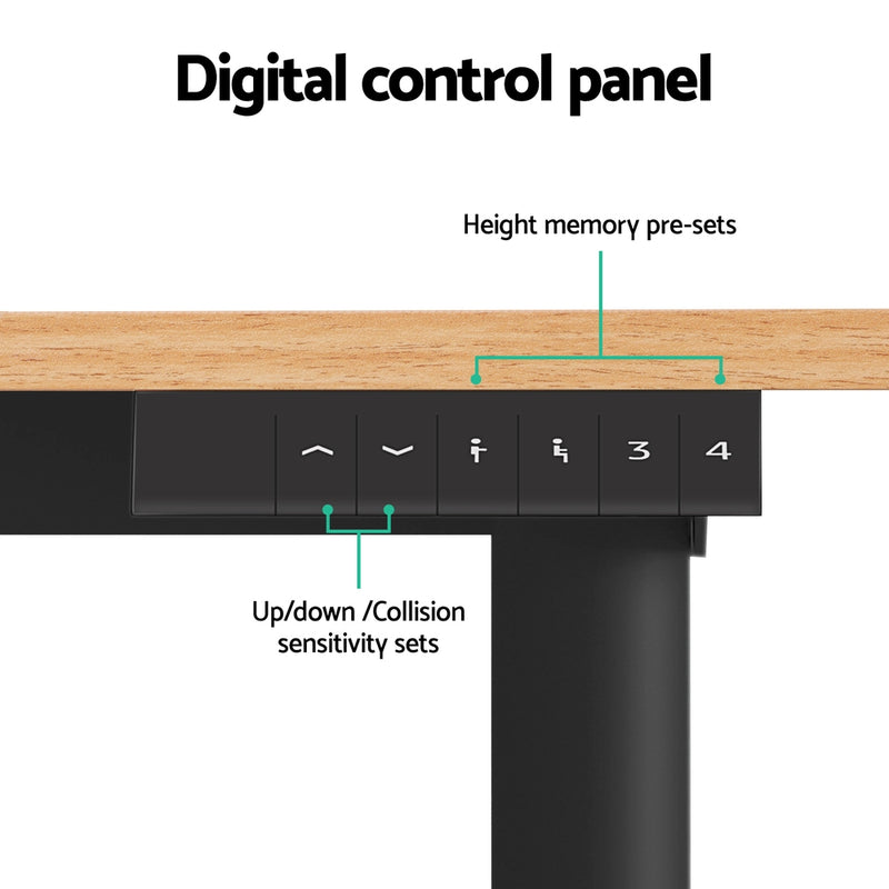 Diva Electric Height Adjustable Standing Desk Oak 120CM