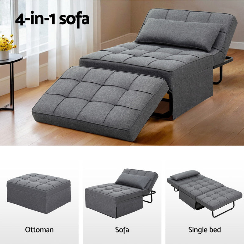 Milan Premium Fabric 1 Seater Convertible Couch Sofa Bed