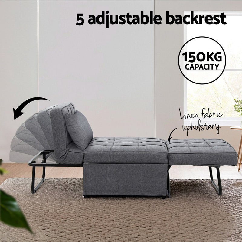 Milan Premium Fabric 1 Seater Convertible Couch Sofa Bed