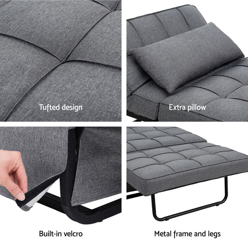 Milan Premium Fabric 1 Seater Convertible Couch Sofa Bed