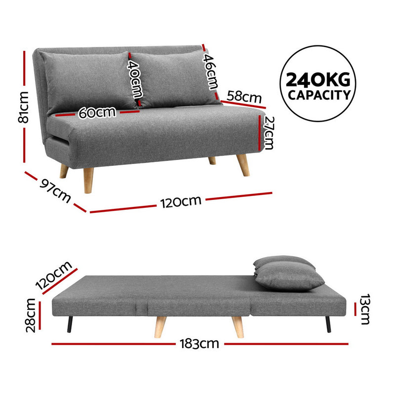Milan Premium Fabric 2 Seater Convertible Sofa Bed