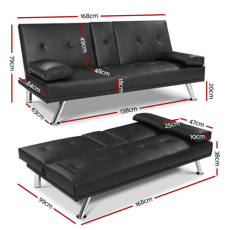 Milan Premium PU Leather 3 Seater Sofa Bed