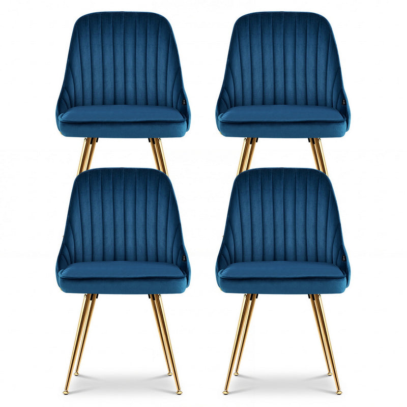 Milano Premium Velvet Fabric Stylish Dining Chairs Set of 4