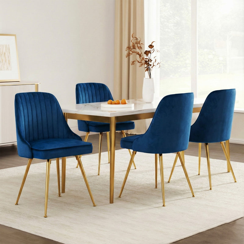 Milano Premium Velvet Fabric Stylish Dining Chairs Set of 4