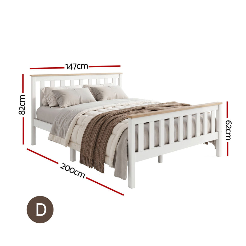 Milano Stylish Wooden Bed Frame White - Double Size