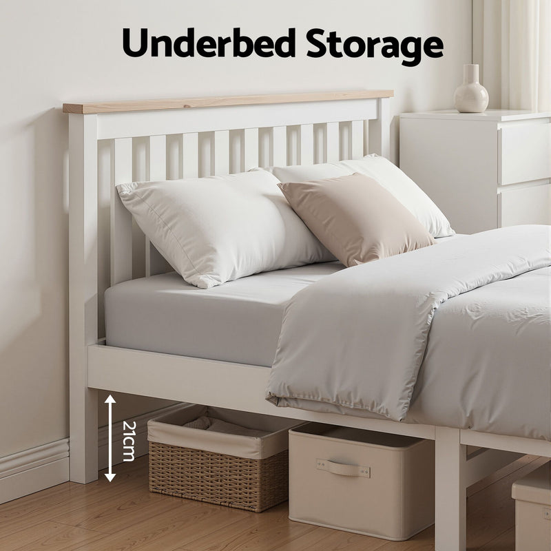 Milano Stylish Wooden Bed Frame White - Double Size