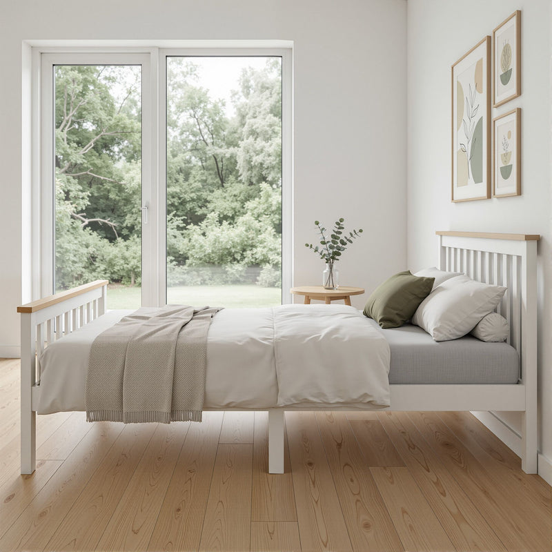 Milano Stylish Wooden Bed Frame White - Double Size