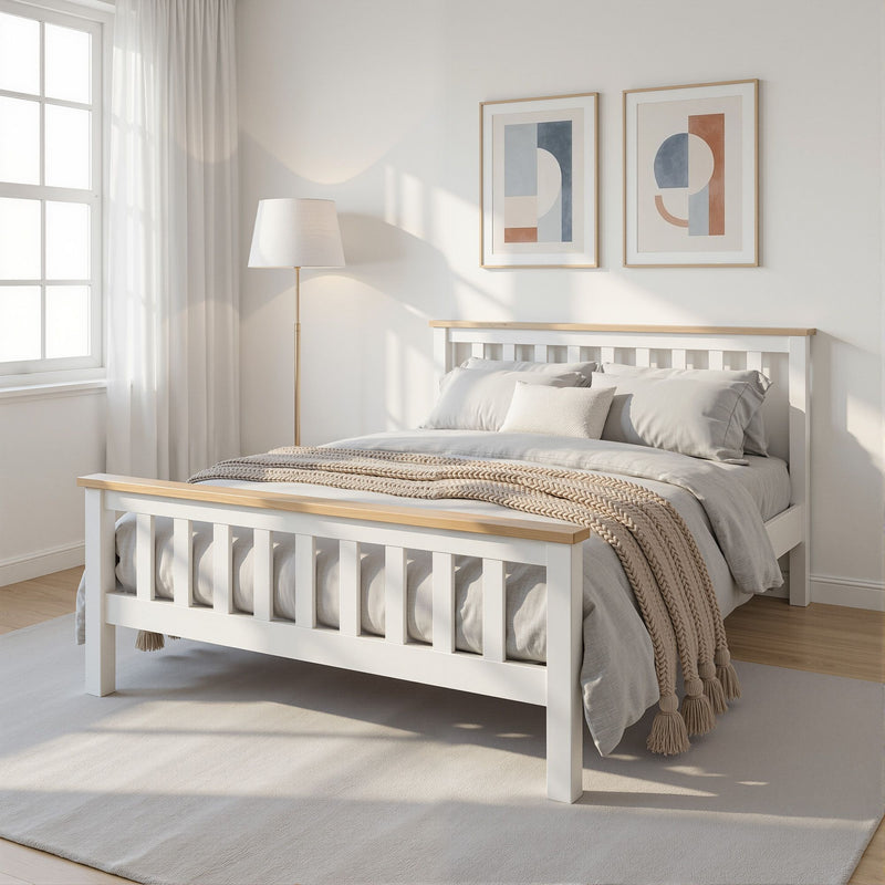 Milano Stylish Wooden Bed Frame White - Double Size