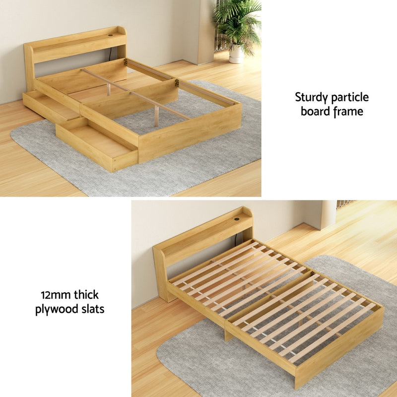 Milano 2 Drawers with USB Ports Bed Frame - Double Size