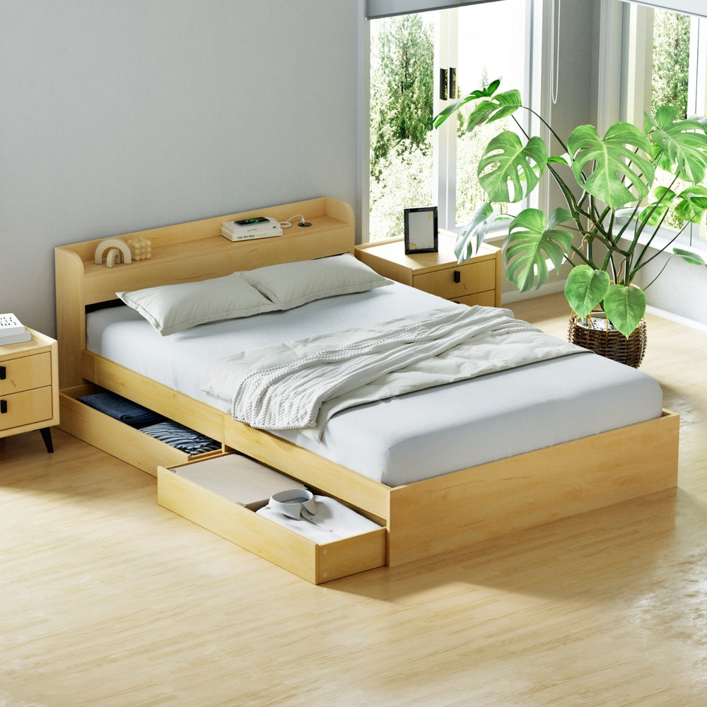 Milano 2 Drawers with USB Ports Bed Frame - Double Size