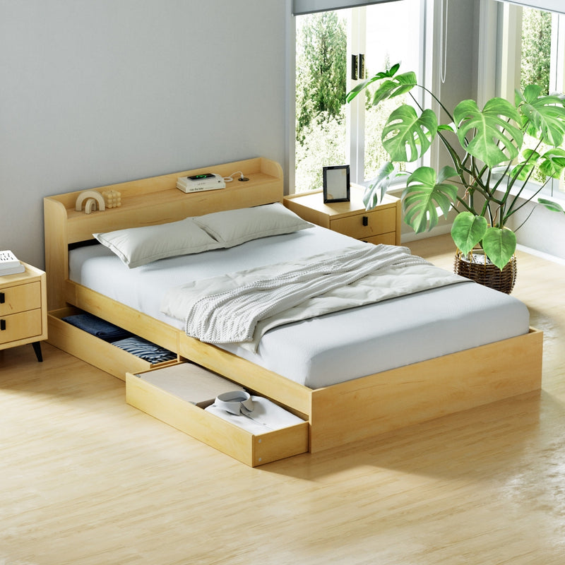 Milano 2 Drawers with USB Ports Bed Frame - Double Size