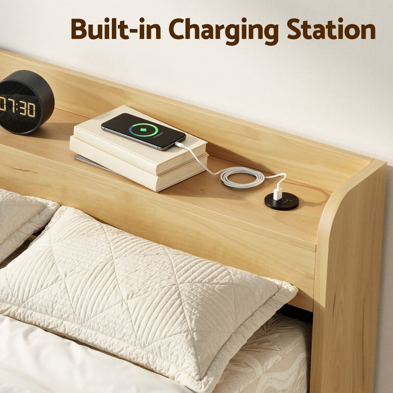 Milano 2 Drawers with USB Ports Bed Frame - King Single Size