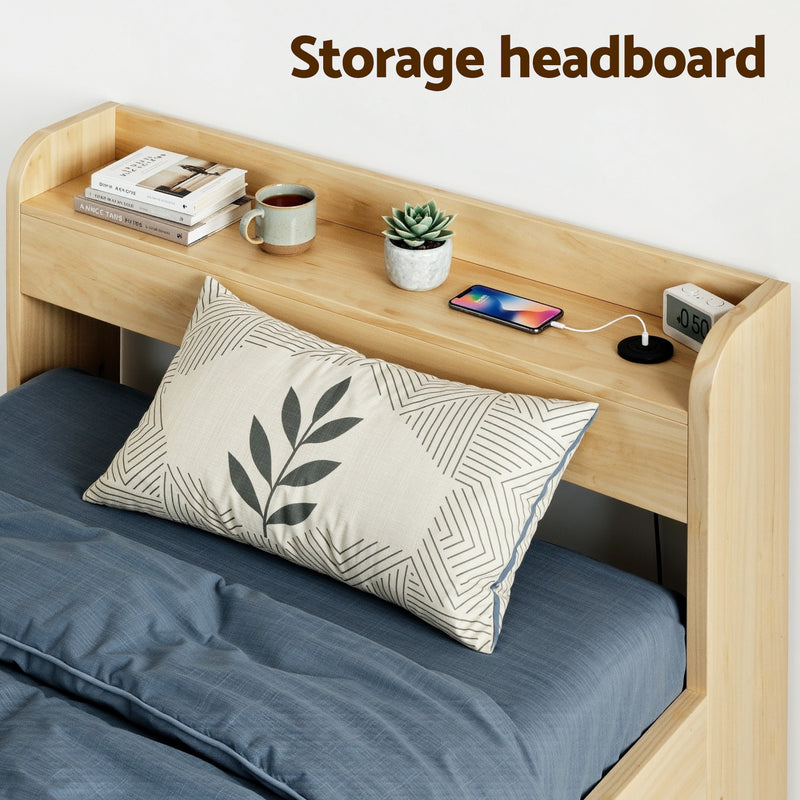 Milano 2 Drawers with USB Ports Bed Frame - Single Size
