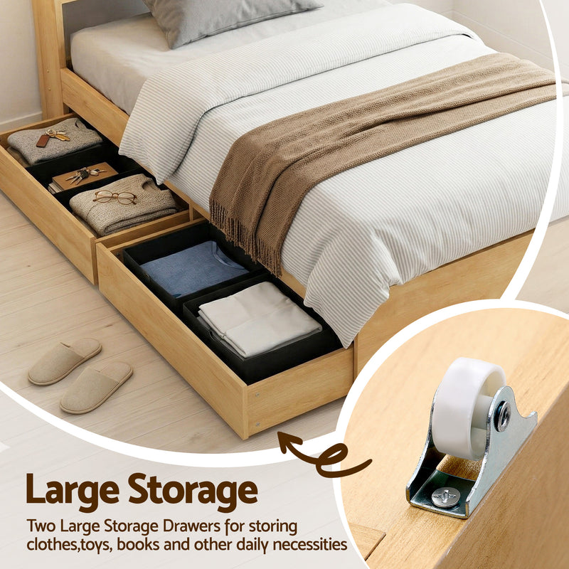 Milano 2 Drawers with USB Ports Bed Frame - Single Size