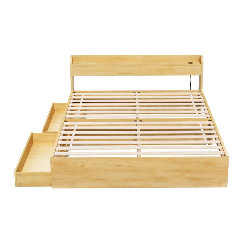 Milano 2 Drawers with USB Ports Bed Frame - Queen Size