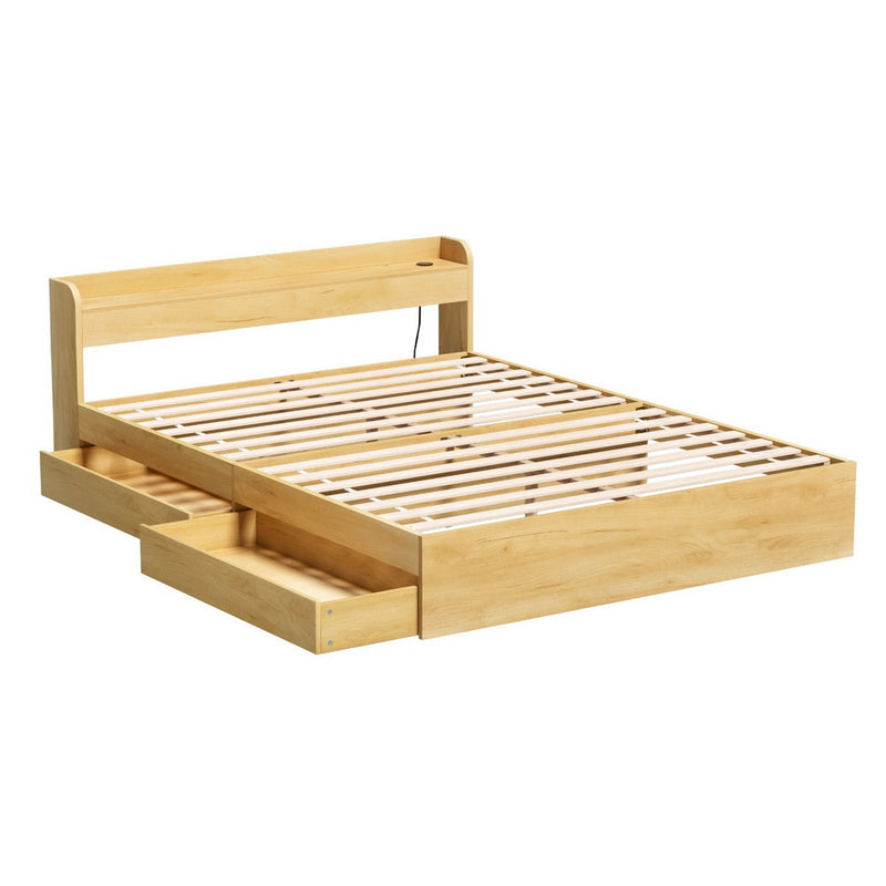 Milano 2 Drawers with USB Ports Bed Frame - Queen Size
