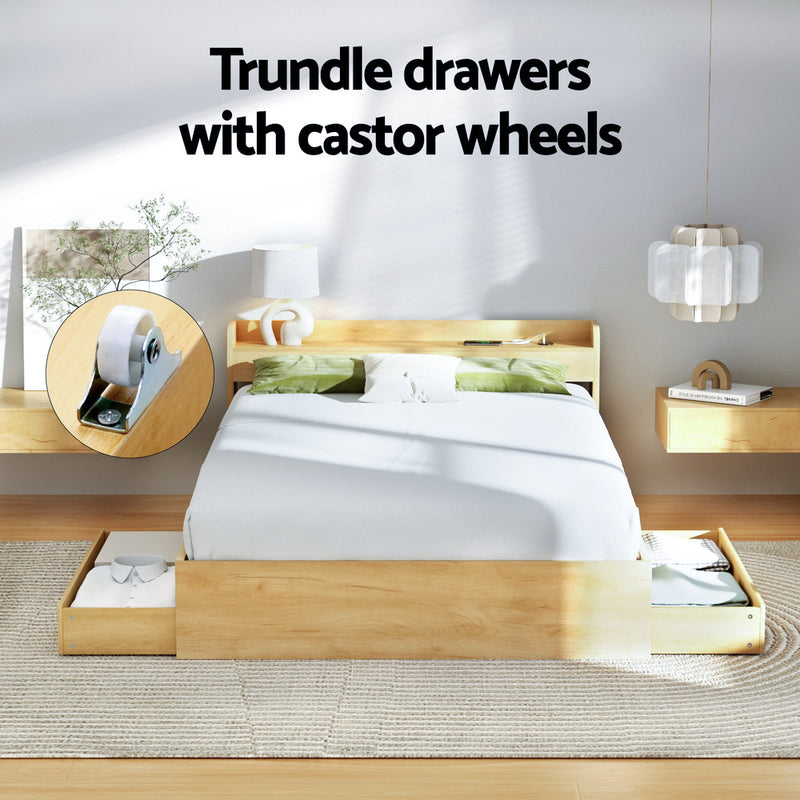 Milano 2 Drawers with USB Ports Bed Frame - Queen Size