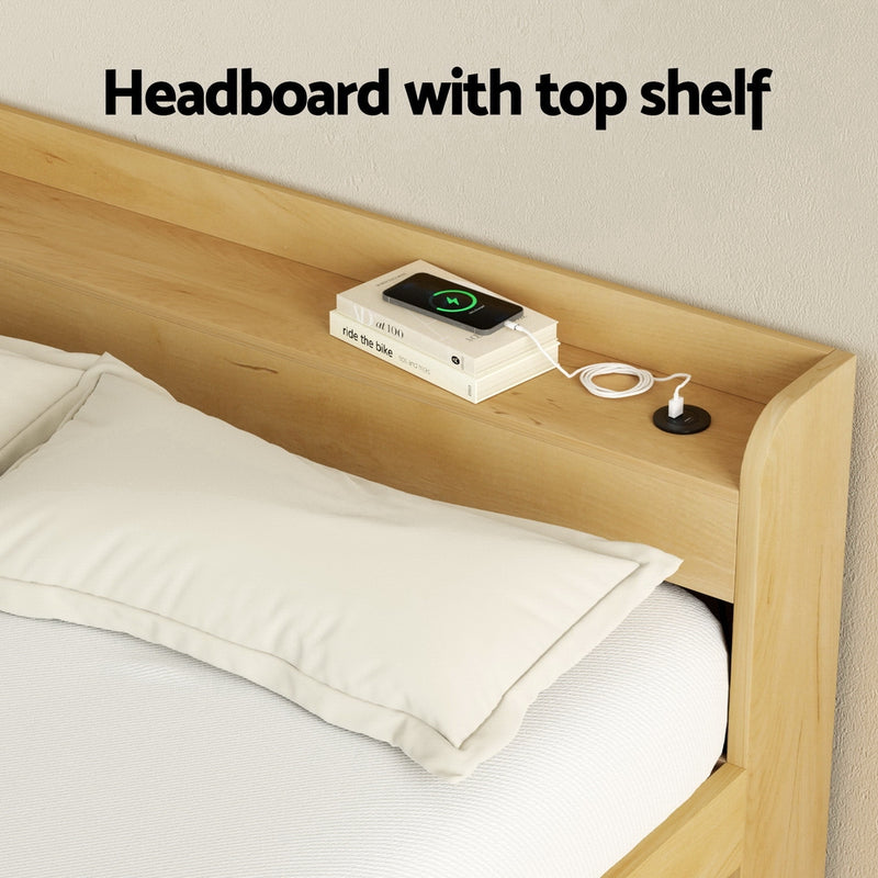 Milano 2 Drawers with USB Ports Bed Frame - Queen Size
