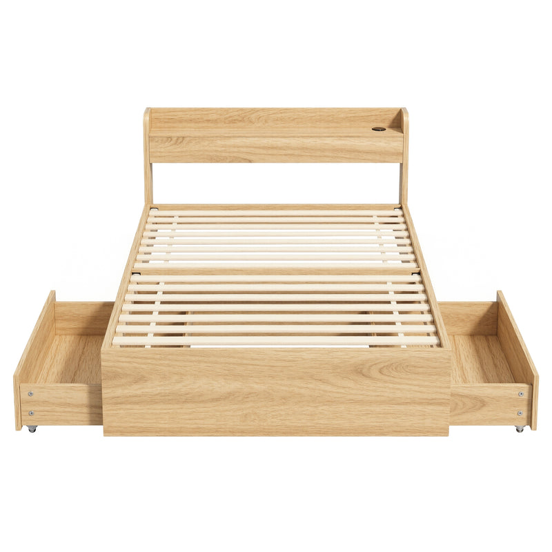 Milano 2 Drawers with USB Ports Bed Frame - Single Size