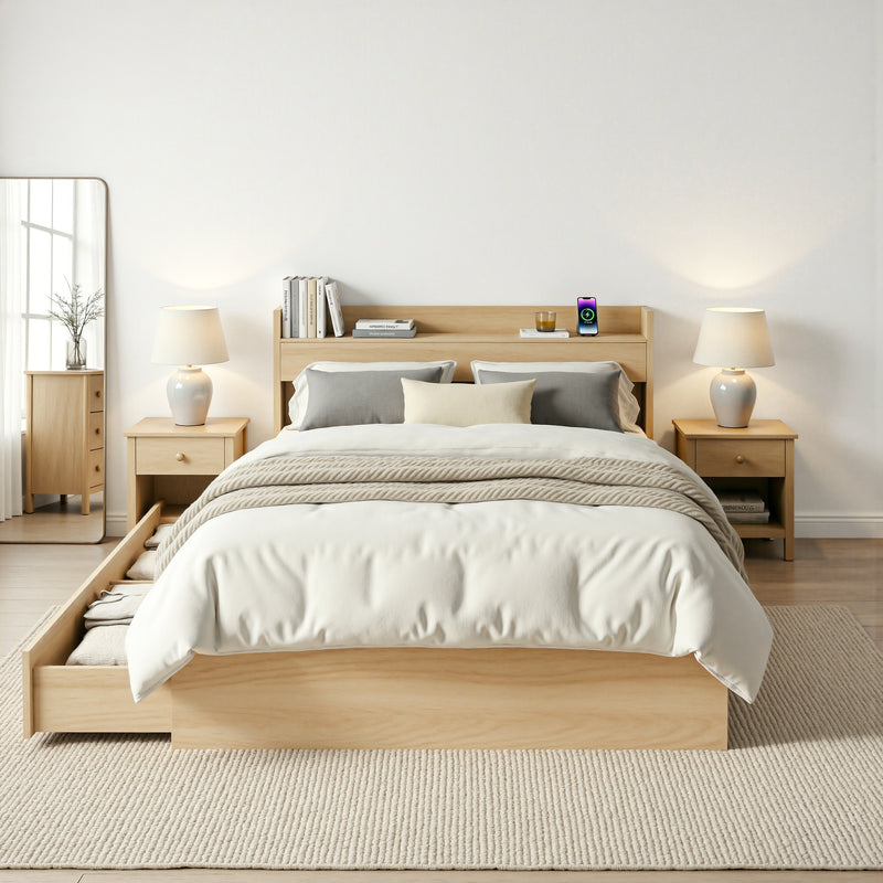 Milano 2 Drawers with USB Ports Bed Frame - Single Size