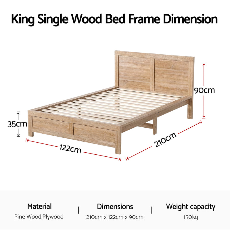 Milan Premium Pine Wood Bed Frame - King Single Size