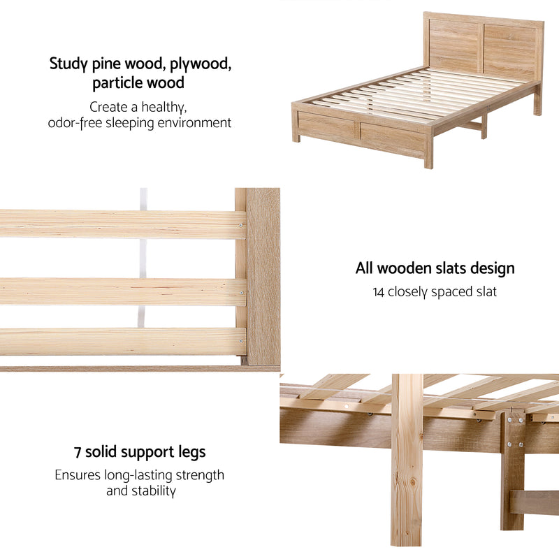 Milan Premium Pine Wood Bed Frame - King Single Size