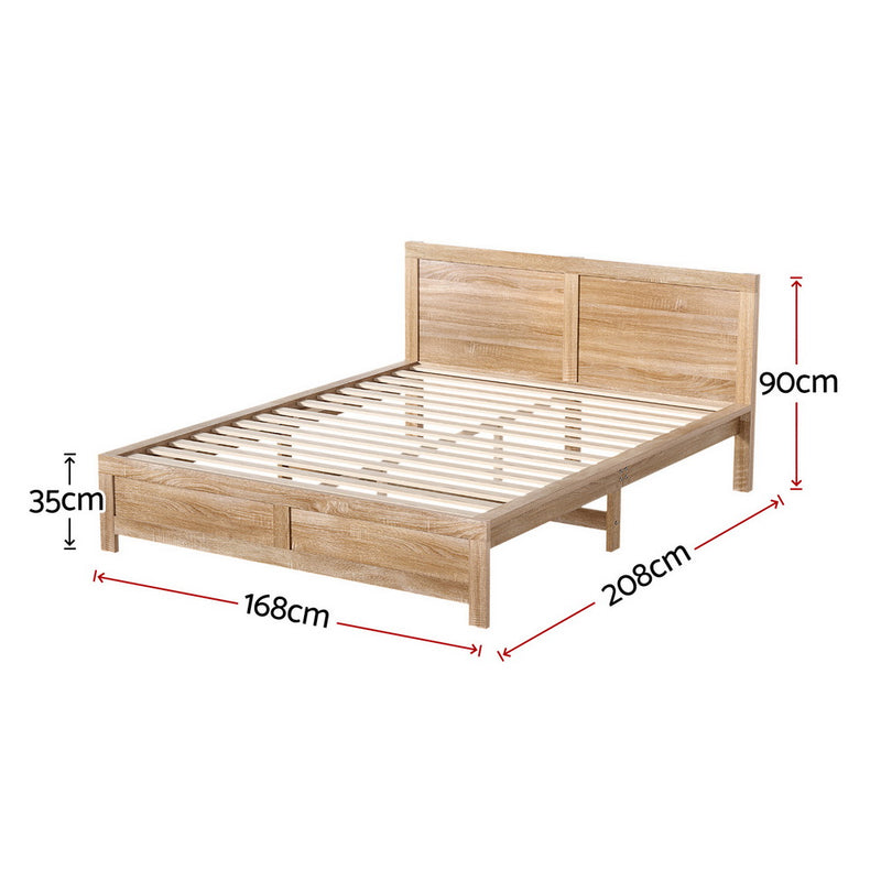 Milan Premium Pine Wood Bed Frame - Queen Size