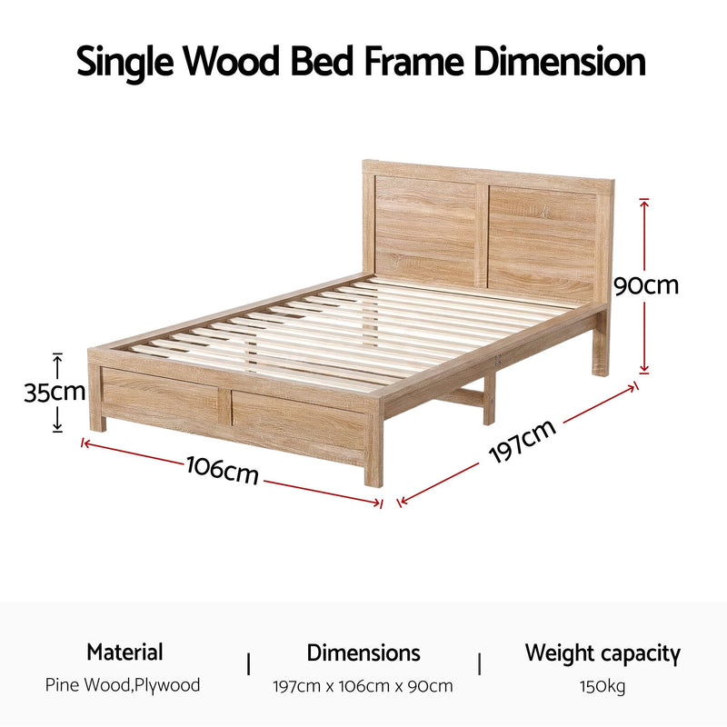 Milan Premium Pine Wood Bed Frame - Single Size
