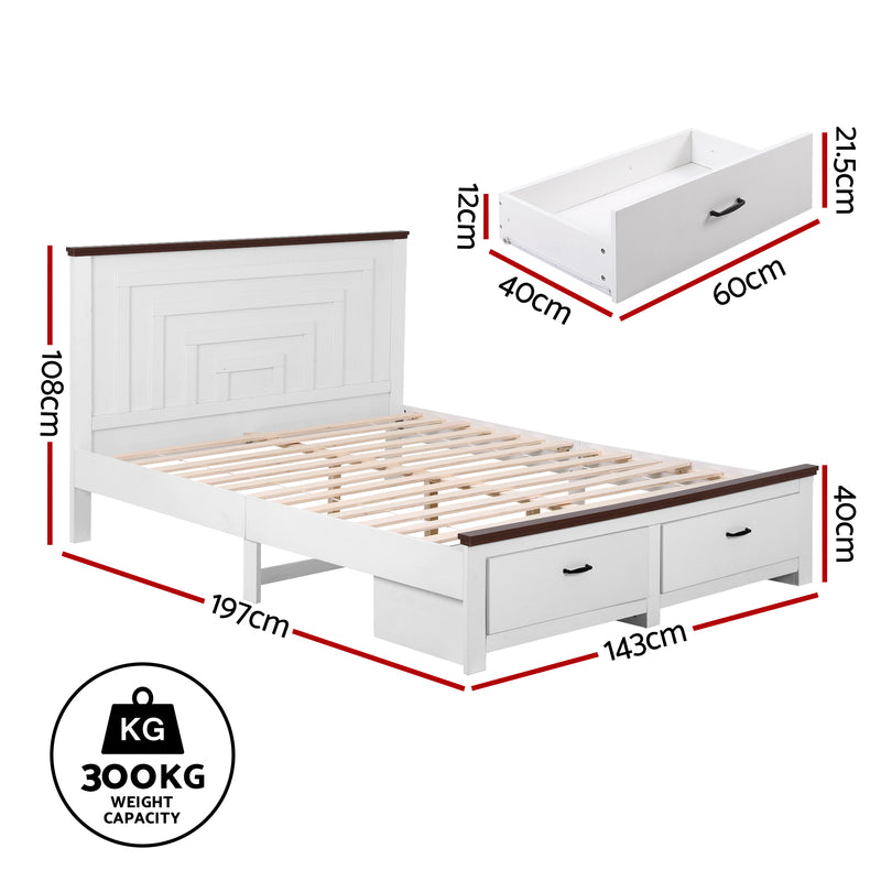 Milano Stylish Wooden Bed Frame with 108cm Solid High Headboard - Double Size