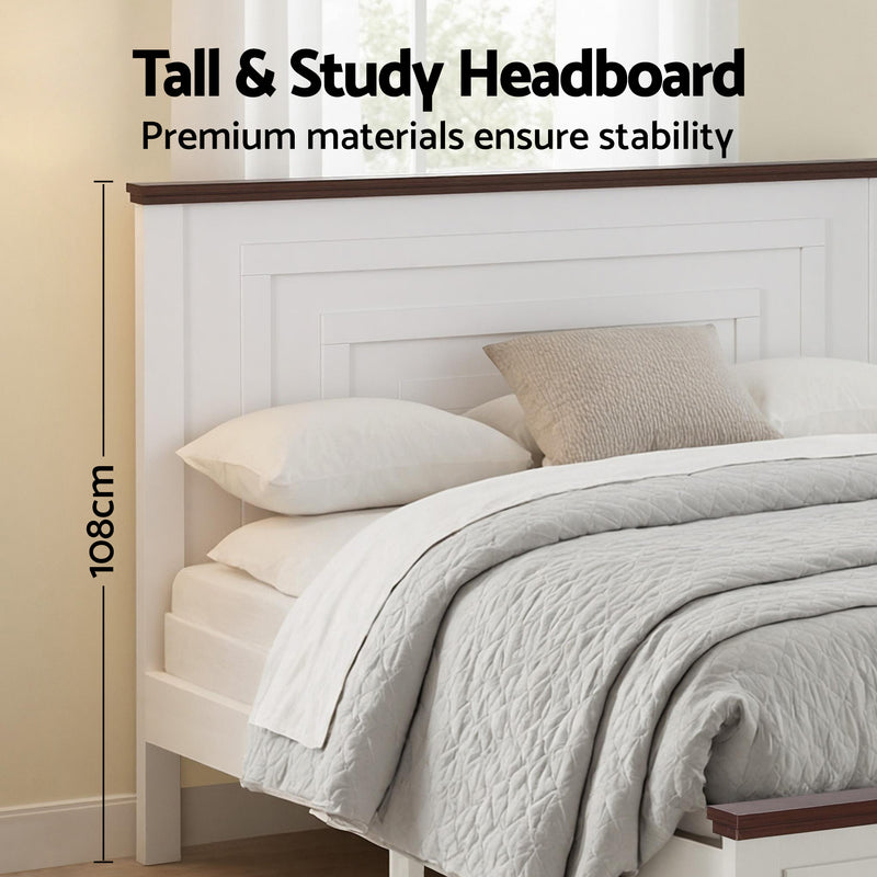Milano Stylish Wooden Bed Frame with 108cm Solid High Headboard - Queen Size