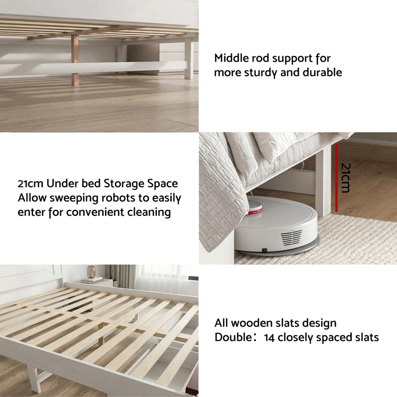 Milano Stylish Wooden Bed Frame with 108cm Solid High Headboard - Queen Size