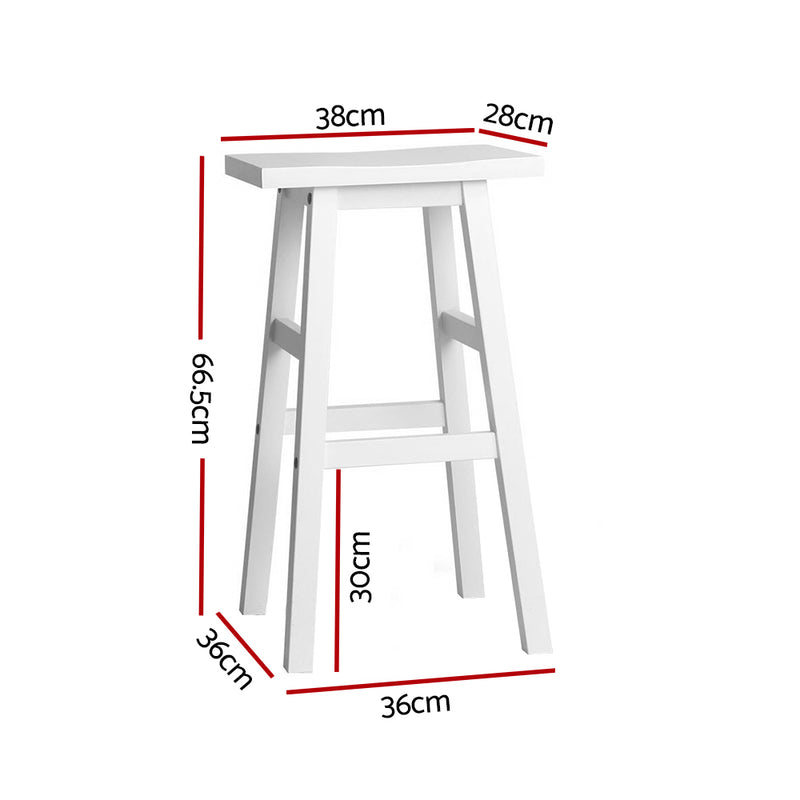 Diva Set of 2 Beech Wood Bar Stool - White