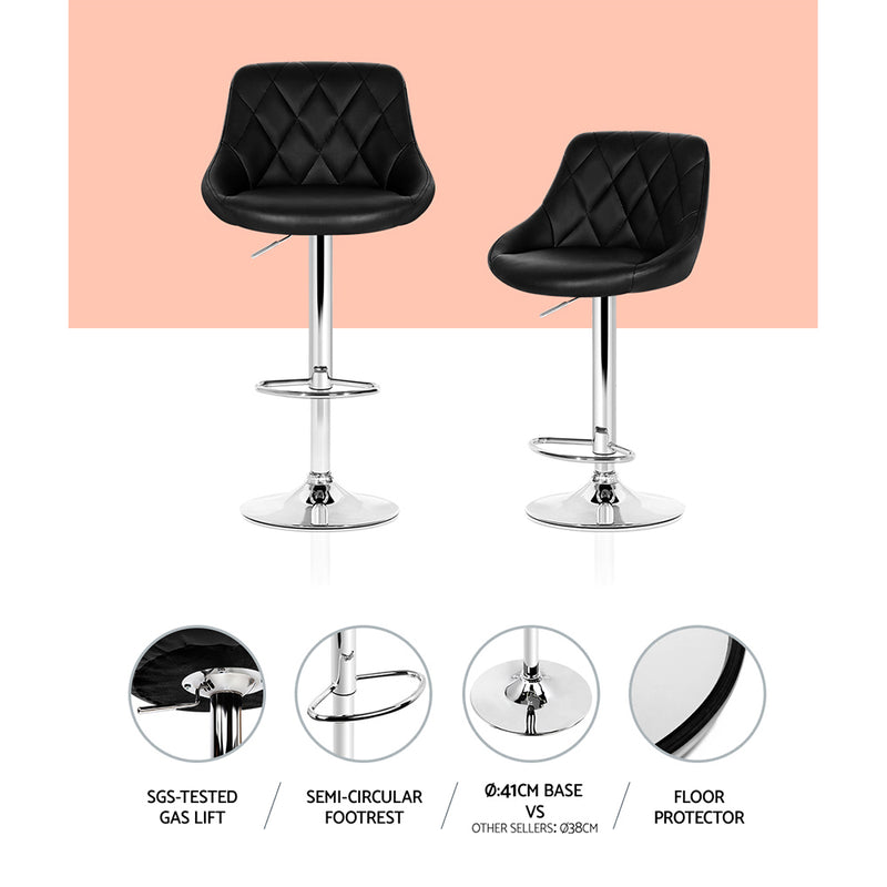 Diva Set of 4 Bar Stools PU Leather Diamond Style at Sleep House VIC