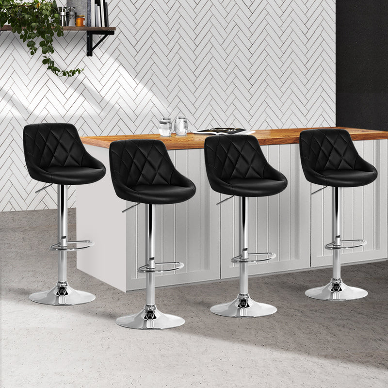 Diva Set of 4 Bar Stools PU Leather Diamond Style at Sleep House VIC