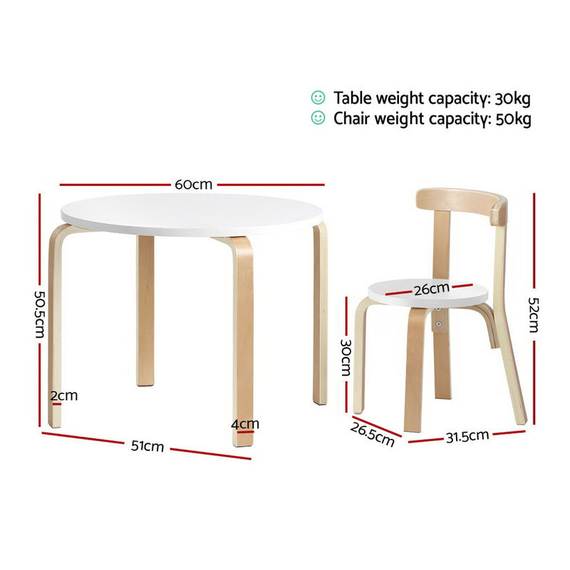 Keezi Nordic Kids Table Chair Set 3PC Activity Study Play 