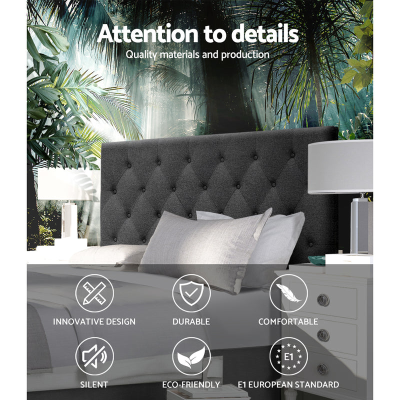 Milano Bed Head Headboard Bedhead Fabric Charcoal - Double Size