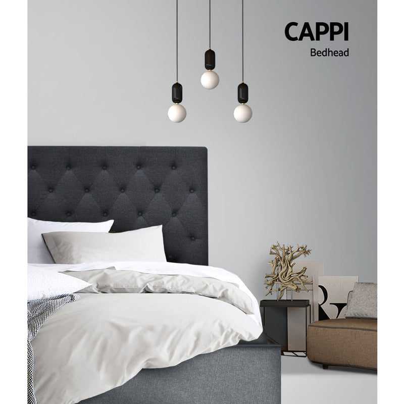 Milano Bed Head Headboard Bedhead Fabric Charcoal - Double Size