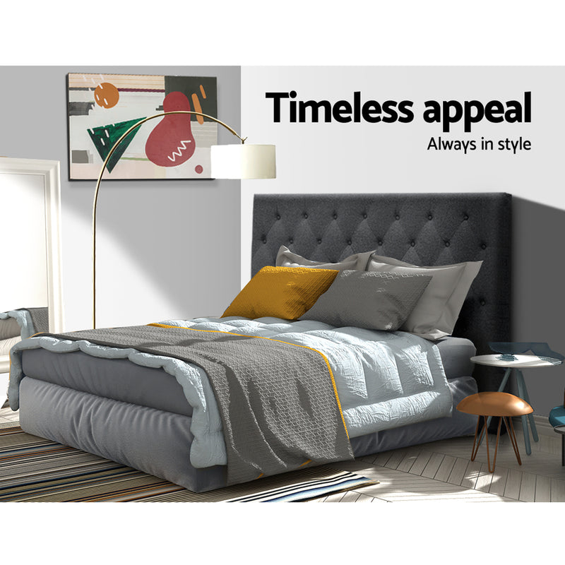 Milano Bed Head Headboard Bedhead Fabric Charcoal - Double Size
