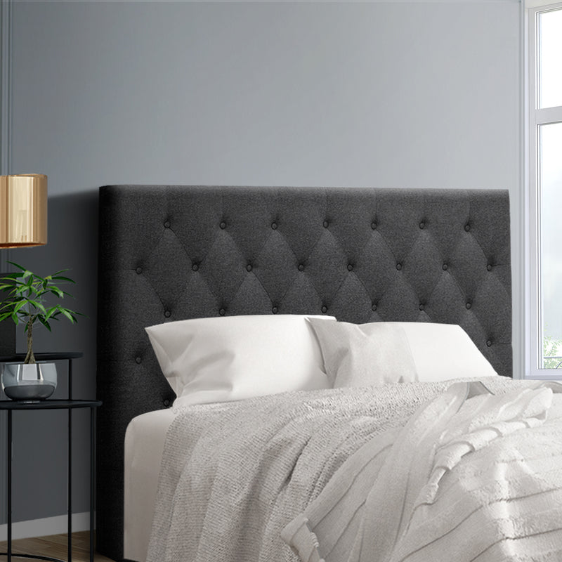 Milano Bed Head Headboard Bedhead Fabric Charcoal - Double Size